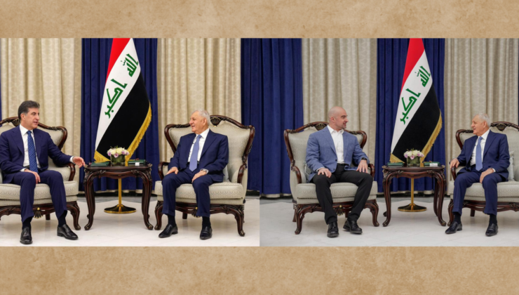 سەرۆککۆماری عێراق لەگەڵ نێچیرڤان بارزانی و بافڵ تاڵەبانی   کۆبۆوە